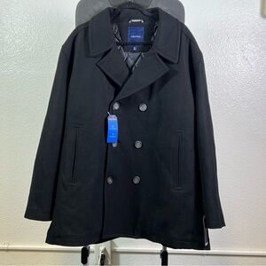Nautica Performance Men‘s Black Wool Blend Peacoat Quilted Coat Jacket Blazer 2X